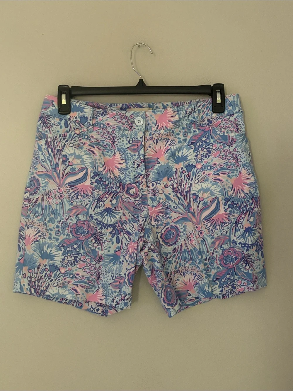 Talbots Abstract Print Chino Shorts Size 10 Tropical Vacation Preppy Coastal